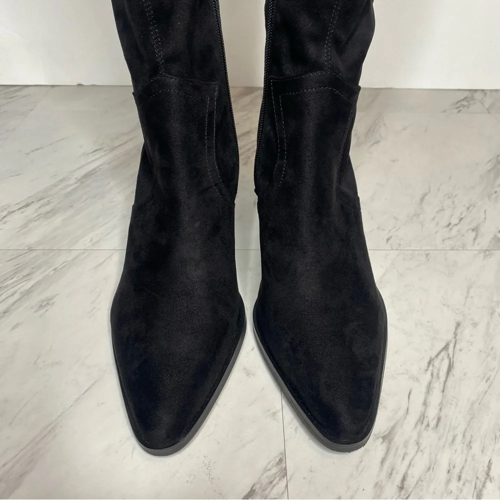 Marc Fisher Gwyneth Black Faux Suede Heeled Over The Knee Boot 10M